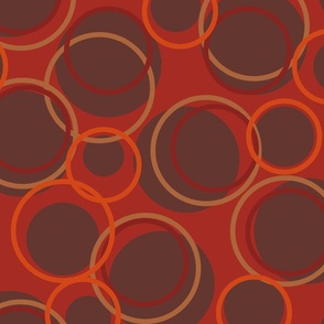 Red Circles on Brick Red Background
