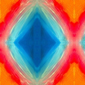 Neon Blue and Pink Abstract Diamonds Acrylic on Canvas Pattern