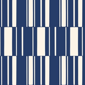 Classic navy and ivory abstract stripe