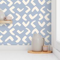 Ivory chevrons on baby blue, coastal abstract