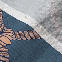 Rope and Shell - Coastal Chic Collection - Salmon and Blue - Admiral Blue BG