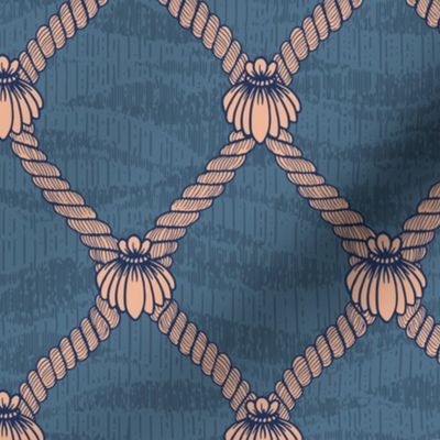 Rope and Shell - Coastal Chic Collection - Salmon and Blue - Admiral Blue BG