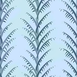 Blue Retro Palm Leaves