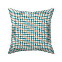 Small Scale Team Spirit Football Houndstooth in Miami Dolphins Colors Aqua Blue and Orange