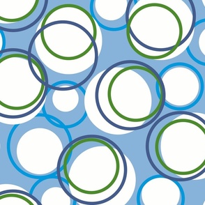 Blue and Green Circles and Dots onLight Blue