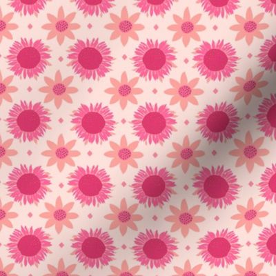 Retro Pink Sunflowers on Pink Small