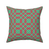 (XS) Green & Red_Lovely Inspirational Checkered Design With Beatitudes & Cross