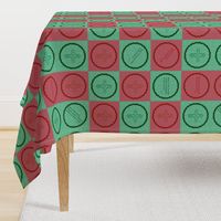 (XL) Green & Red_Lovely Inspirational Checkered Design With Beatitudes & Cross