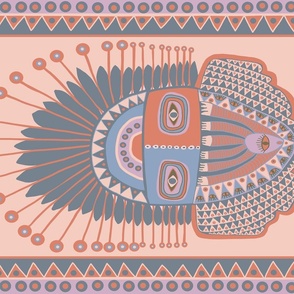 African Shaman Tribal Mask - DC Pantone - Design 15713024 - Tea Towel