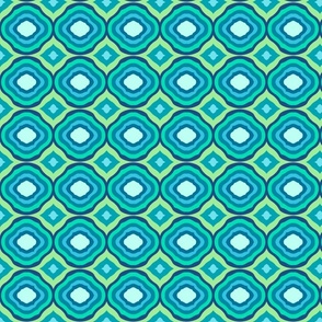 Groovy Retro Boho Blue and Green Wave small