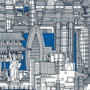 Tokyo toile cobalt blue