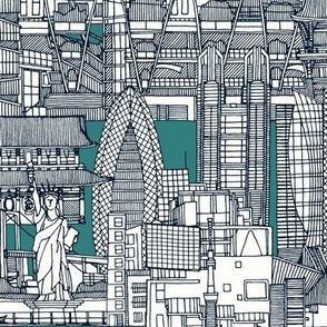 Tokyo toile teal