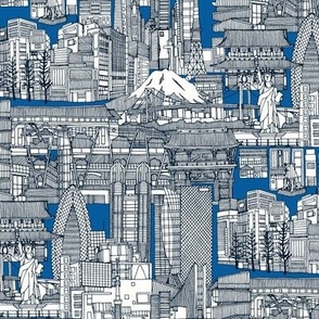 Tokyo toile cobalt blue small