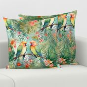 Lovebirds tropical floral print