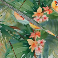 Lovebirds tropical floral print