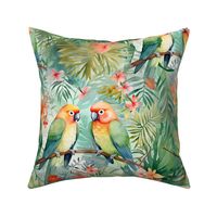 Lovebirds tropical floral print