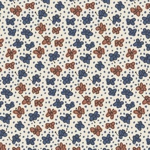 Large // Rustic ditsy flowers in Red, Blue and Beige