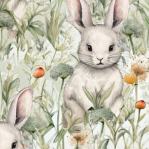 Bunnies in the wildflowers