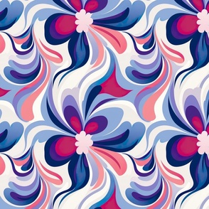 70s Inspired Floral Fusion: Pink & Blue Blooms