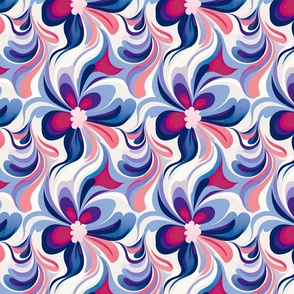Small 70s Inspired Floral Fusion: Pink & Blue Blooms