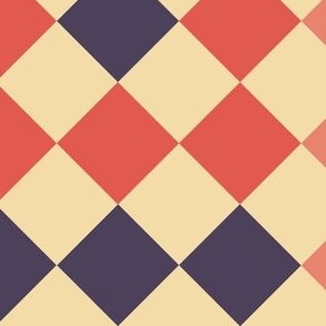Large // Diamond Checkers Harlequin Style Red Purple