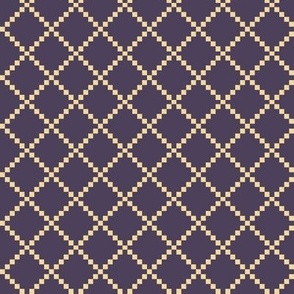 Medium // Diamond Pattern Outline - light yellow on purple navy fabric + wallpaper