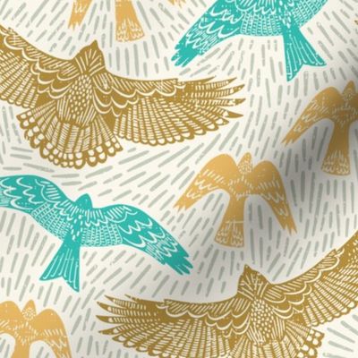 M - Flying High - golden - turquoise