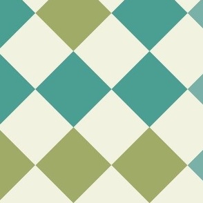 Large // Diamond Checkers Harlequin Style Green Blue