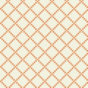 Medium // Diamond Pattern Outline - orange on light yellow fabric + wallpaper
