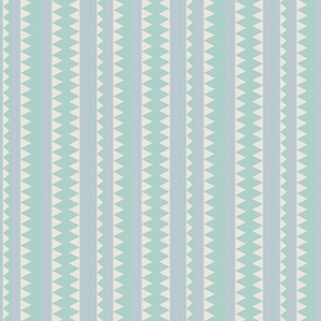 LARGE: Cream Stripes of Sideways Triangles & Light blue Unbroken Lines