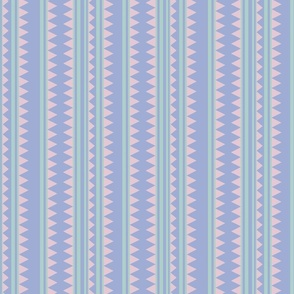 LARGE: Light Pink Stripes of Sideways Triangles & Blue Unbroken Lines