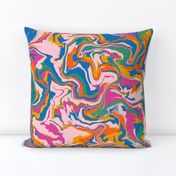 Colorful Marble in Retro Pink, Orange, and Blue - Large