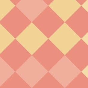 Large // Diamond Checkers Harlequin Style Pink Yellow