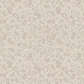 Christmas Holly Berry Floral Flourish - Cream Ivory - Traditional Holiday Fabric by Heavens to Betsy