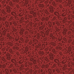 Christmas Holly Berry Floral Flourish - Cranberry Red - Traditional Holiday Fabric by Heavens to Betsy