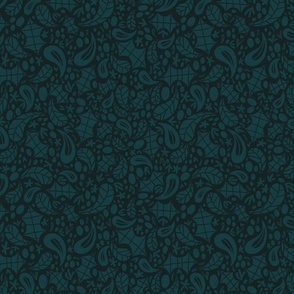 Christmas Holly Berry Floral Flourish - Rich Blue - Traditional Holiday Fabric by Heavens to Betsy