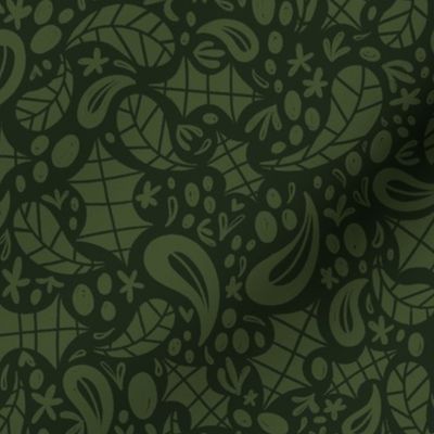 Christmas Holly Berry Floral Flourish - Evergreen - Traditional Holiday Fabric by Heavens to Betsy