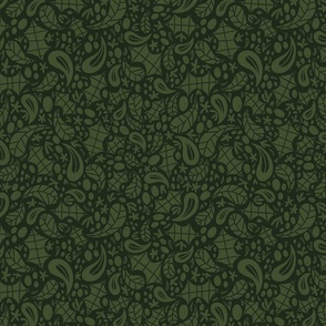 Christmas Holly Berry Floral Flourish - Evergreen - Traditional Holiday Fabric by Heavens to Betsy