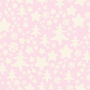 pastel pink on cream boho christmas candy cane star winter wonderland 