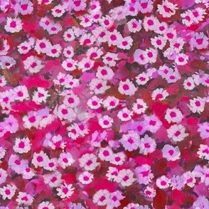 Large // Hand Painted Cute Ditsy Daisies in pink fabric + wallpaper