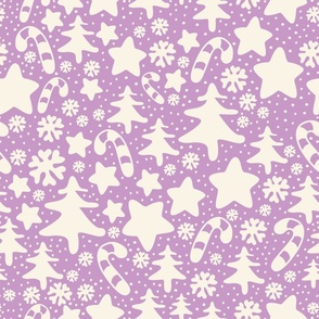 pastel purple on cream boho christmas candy cane star winter wonderland 