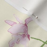 soft pink watercolor cosmos floral cross green