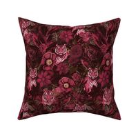 Fancy Jungle Opulence With Tigers Burgundy And Pink Smaller Scale