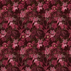 Fancy Jungle Opulence With Tigers Burgundy And Pink Extra Small