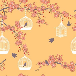 Cherry Blossoms and Bird Cages