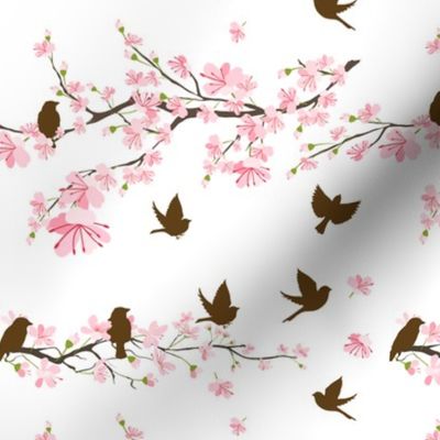 Cherry Blossoms & Sparrows