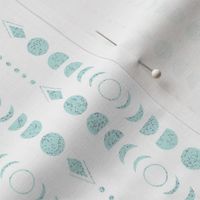 lunar phases | waxing and waning moon | boho celestial - hand-drawn vector - teal blue motifs with texture 