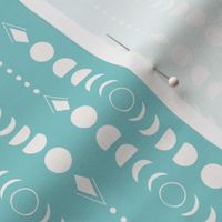 lunar phases | waxing and waning moon | boho celestial - hand-drawn vector - teal blue and white motifs 