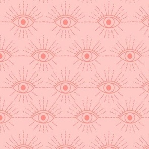 Evil eyes - line drawing | boho | witch craft - pale red and pale pink 