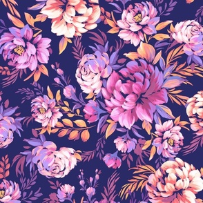 Maximalist Blooms! Bright and Colourful Florals on Purple